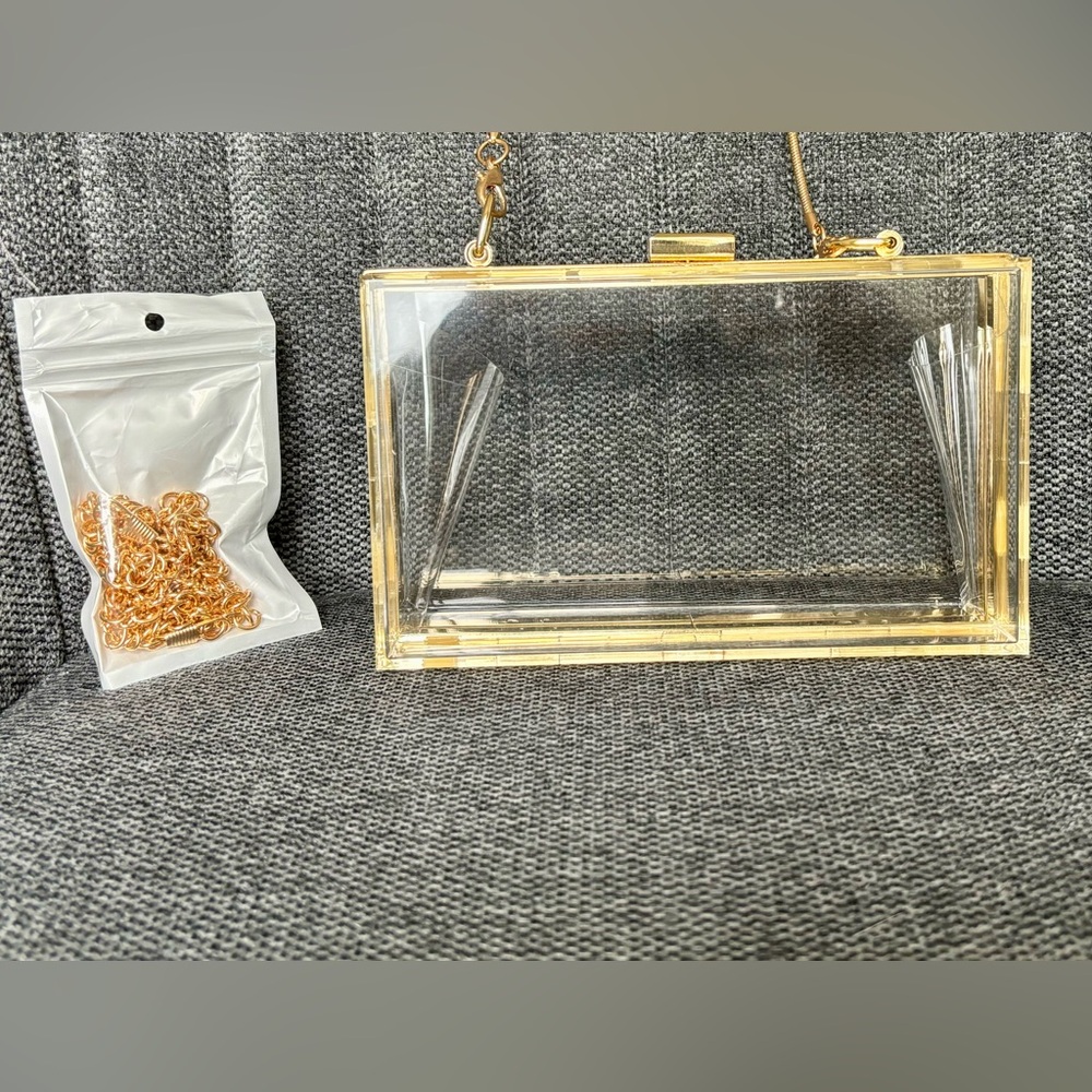 Acrylic Clear Gold Clutch Purse View 2